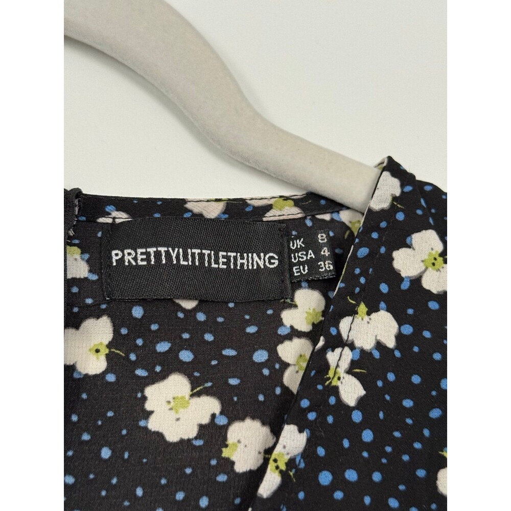PRETTYLITTLETHING Floral Ruffle Wrap Mini Dress - size small - Picture 5 of 6